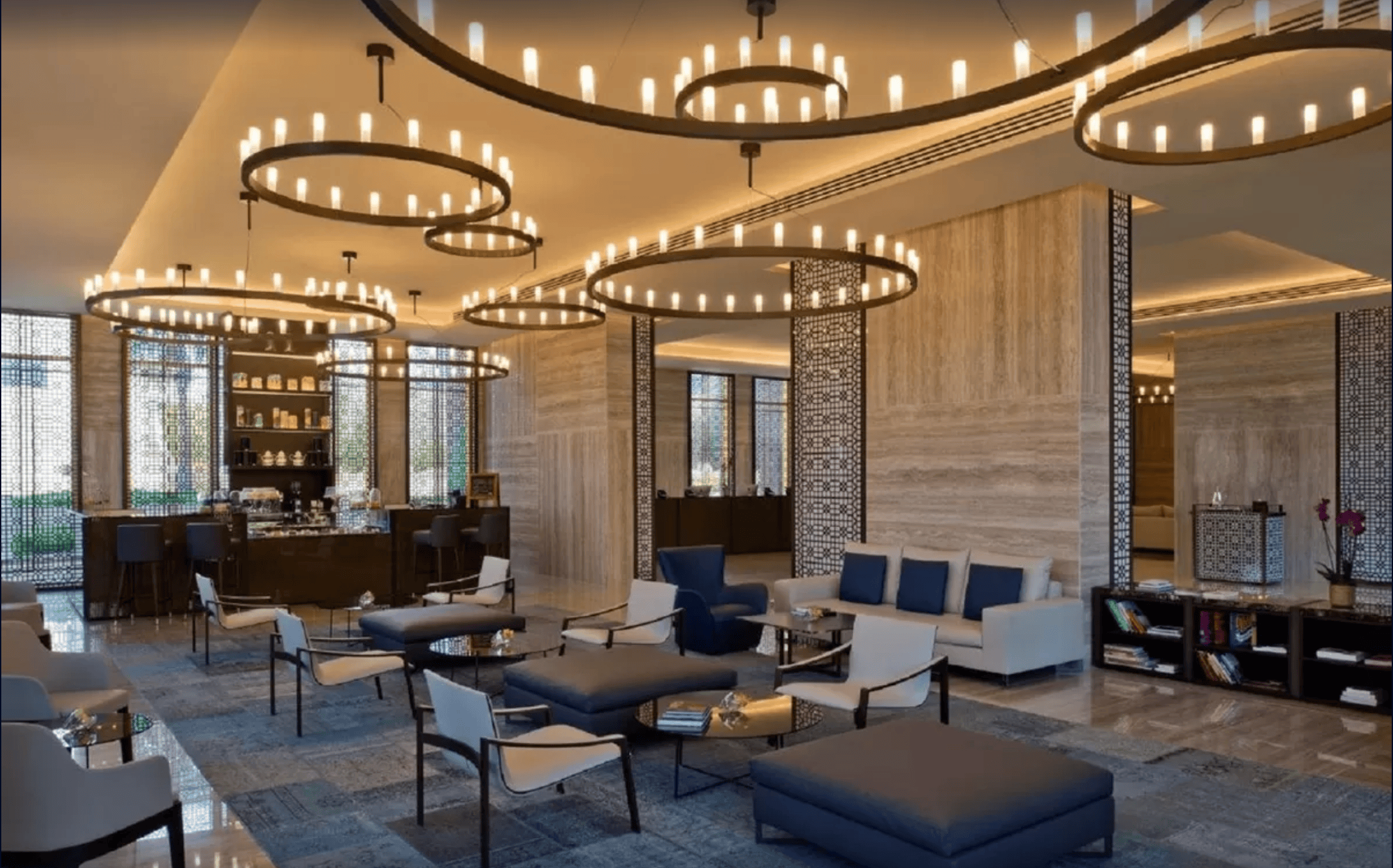 elegant reception area greets guests at the Rabban Suites West Bay Doha