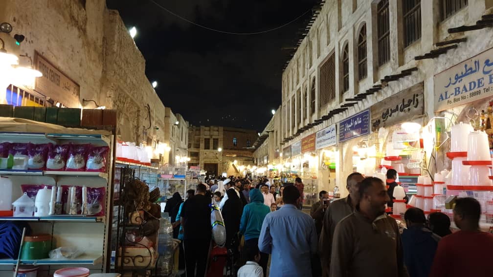 souq waqif bazaar shops at night