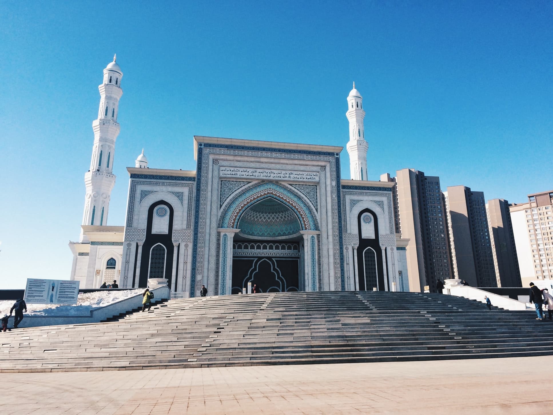 steps leading up to white mosque