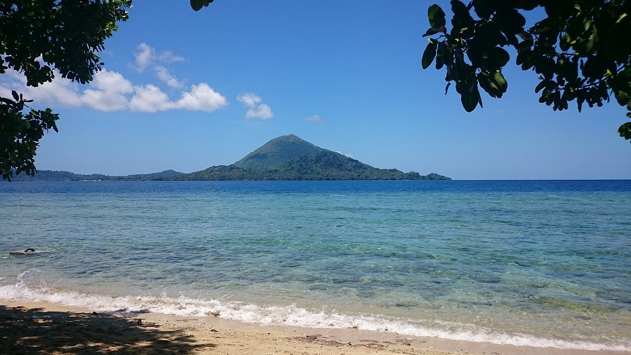 beach with view of volcano