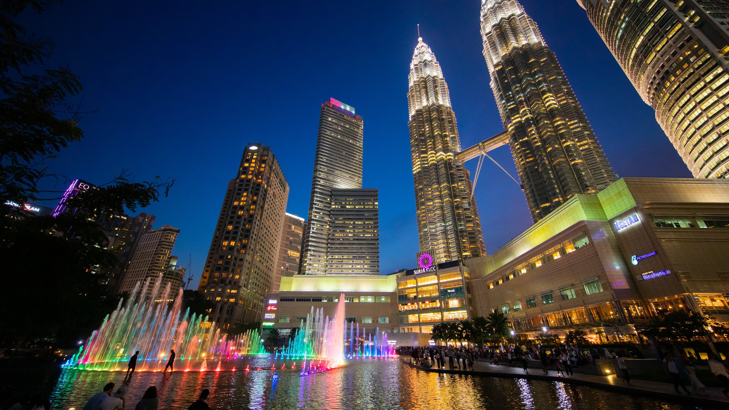 buildings lights night kuala lumpur