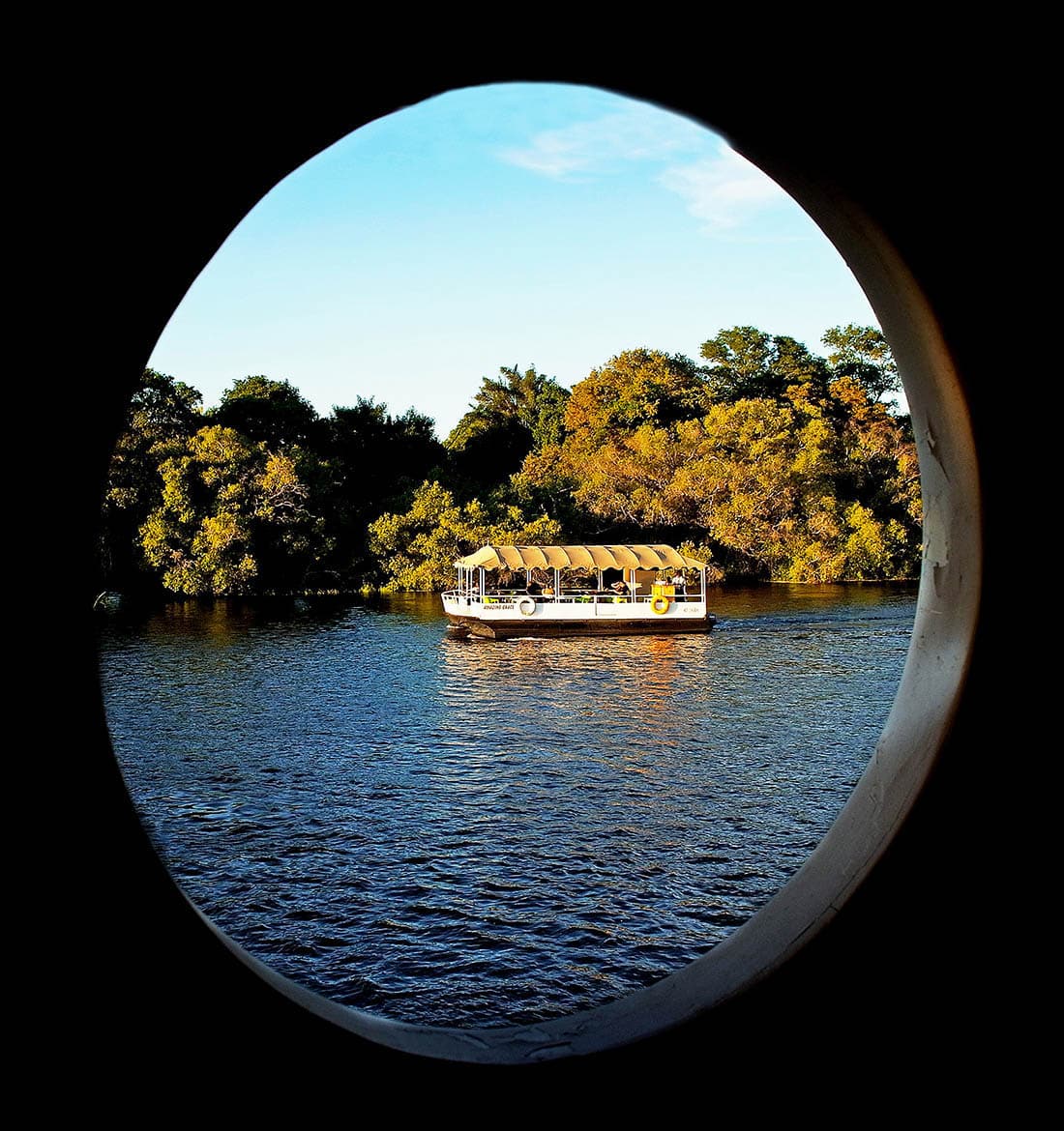 sunset cruise on the Zambezi River near Livingstone