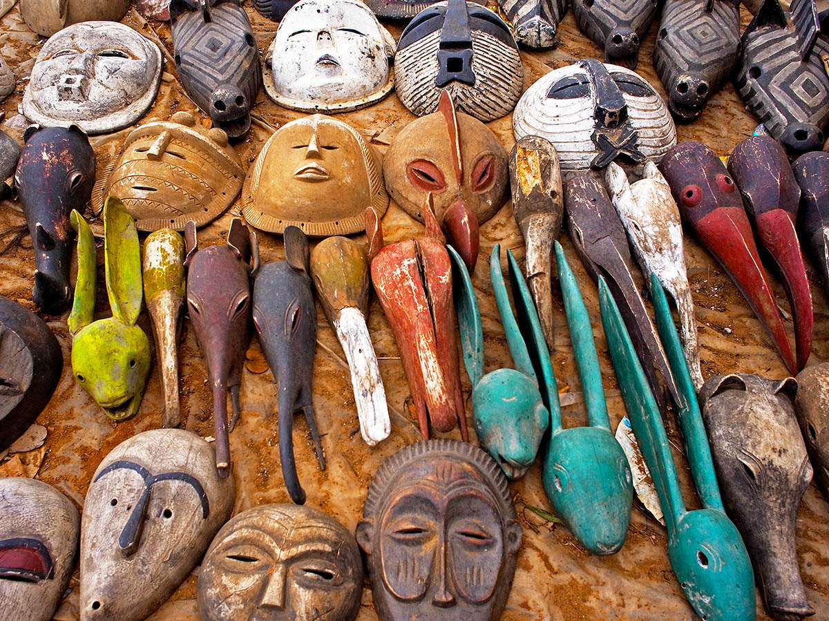 tribal masks in the markets