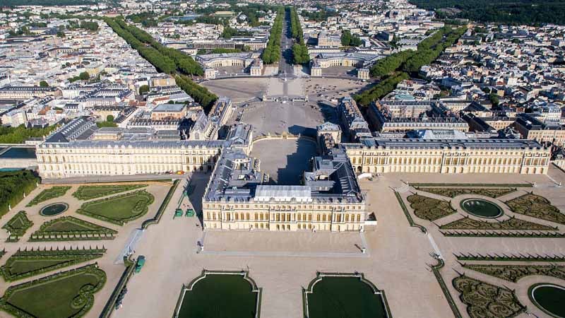 Aerial view of Chateau Versailles
