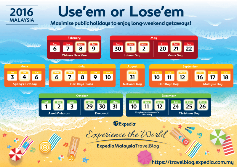 Expedia Malaysia Calendar with 2016 Public Holidays - Weeks