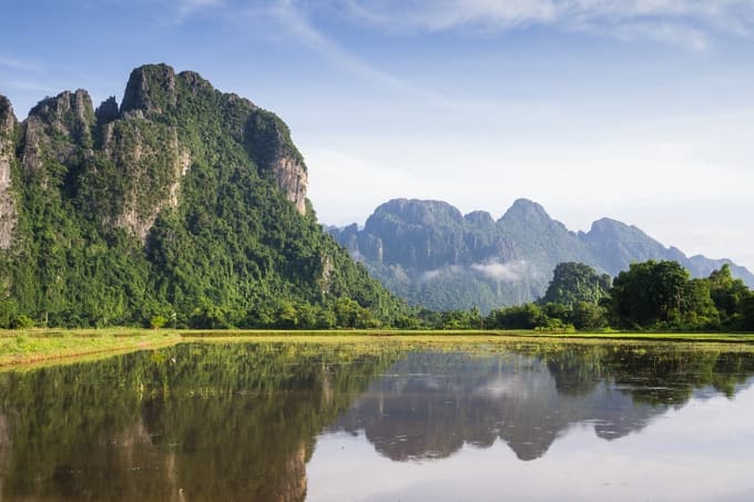 natural landscape lake vang vieng